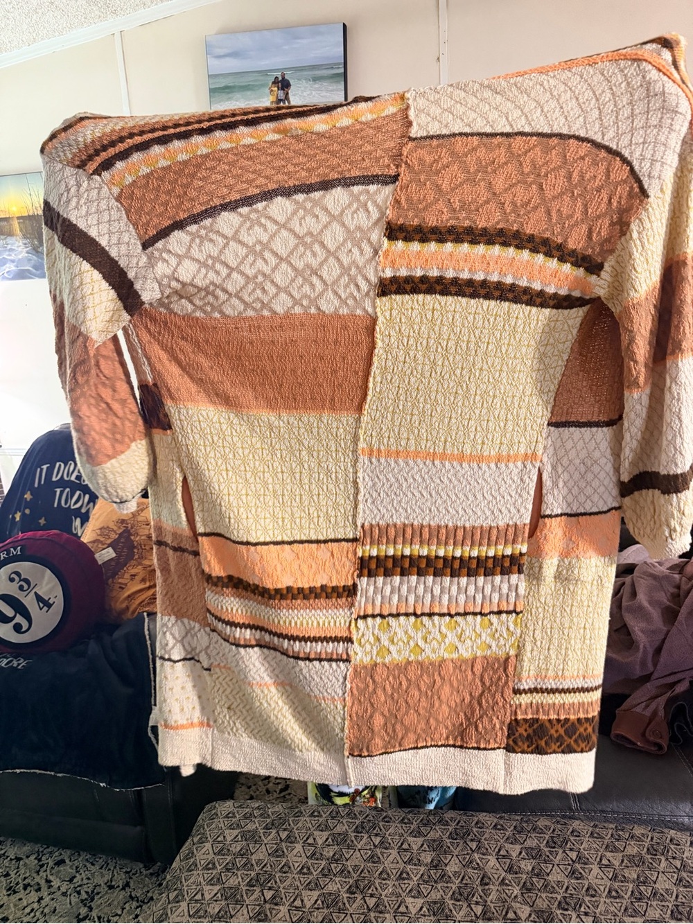 Free people Women’s Patchwork Knit Sweater Cardigan - super oversized
